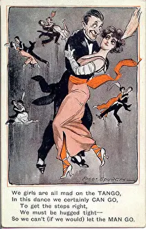 Spurgin Prints: Comic postcard, Dancing couples - the tango Date: early 20th century