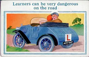 Wordplay Prints: Comic postcard, Dangerous learner driver Date: 20th century