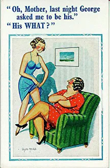Asked Prints: Comic postcard, Daughter describes her date