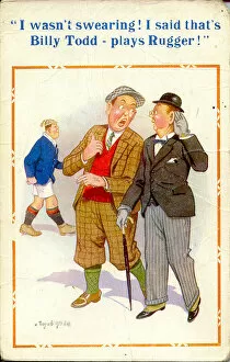 Swearing Collection: Comic postcard, Deaf man misunderstands Date: 20th century