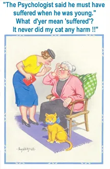 Comic postcard, Deaf old lady misunderstanding Date: 20th century Comic postcard, Deaf old lady misunderstanding Date: 20th century
