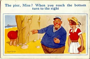 Comic postcard, Directions on the beach Date: 20th century