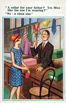 Cleanliness Collection: Comic Postcard - Dirty Collar - Donald McGill