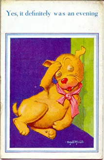 Hung Prints: Comic postcard, Dog with a hangover Date: 20th century