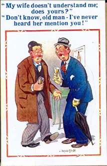Drunkard Prints: Comic postcard, Two drunkards in a pub