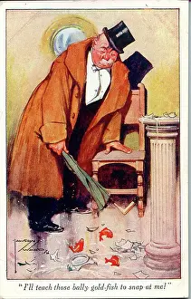 Drunkard Prints: Comic postcard, Drunken man and goldfish Date: early 20th century