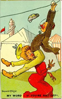 Skelter Prints: Comic postcard, Edinburgh Exhibition - man collides with woman Date: 20th century