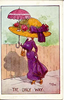 Comic postcard, Edwardian woman in large hat