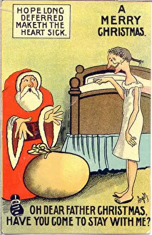 Comic postcard, Father Christmas and Old Maid Date: early 20th century