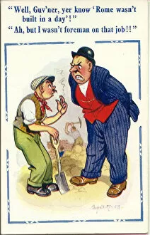 Comic postcard, Foreman and workman Date: 20th century