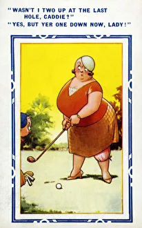 Images Dated 20th October 2020: Comic Postcard - Golfing Humour - One Down