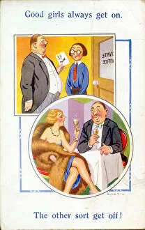 Comic postcard, Good girls and the other sort Date: 20th century