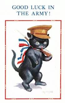 Comic postcard, Good Luck in the Army! WW2