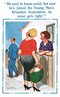 Donald Gallery: Comic postcard, gossiping neighbours Date: 20th century