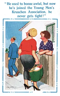Images Dated 23rd March 2021: Comic postcard, gossiping neighbours Date: 20th century