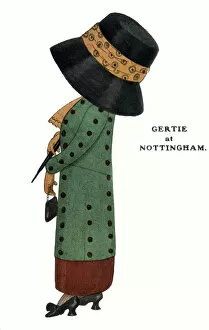 Comic Postcard - Hat theme - Gertie at Nottingham