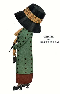Images Dated 4th December 2019: Comic Postcard - Hat theme - Gertie at Nottingham