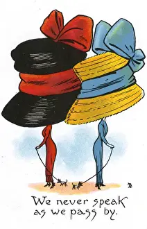 Oversize Prints: Comic Postcard - Hat theme - We never speak as we pass by
