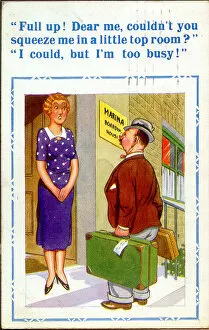 Comic postcard, Holidaymaker and landlady - Marina Boarding House Date: 20th century