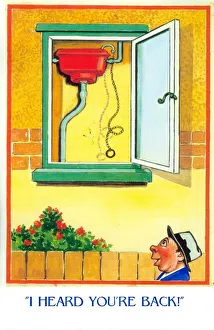 Cistern Prints: Comic postcard, I heard you re back! Date: 20th century