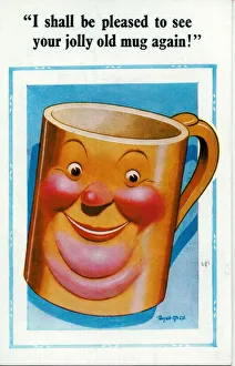 Pleased Prints: Comic postcard, I shall be pleased to see your jolly old mug again