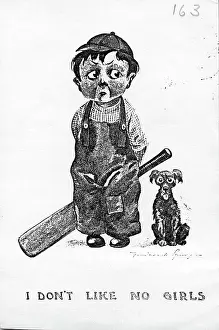 Spurgin Prints: Comic postcard, Little boy and dog - I don't like no girls Date: early 20th century