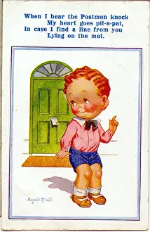 Postman Prints: Comic postcard, Little boy expecting a letter from someone special Date: 20th century
