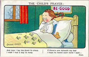Bedtime Prints: Comic postcard, Little girls bedtime prayer Date: 20th century