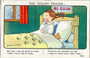 Comic postcard, Little girls bedtime prayer Date: 20th century