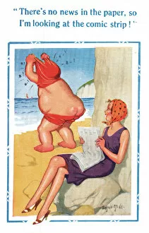 Stripping Gallery: Comic postcard, looking at the comic strip Date: 20th century