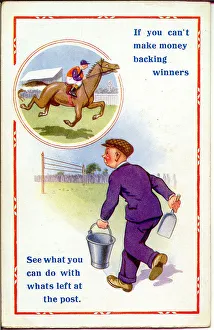 Manure Prints: Comic postcard, Making money on the horses