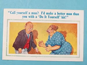 Comic postcard, Call yourself a man?
