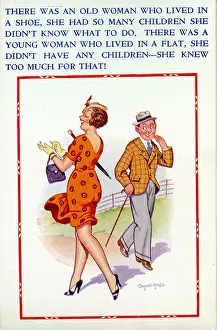 Experience Prints: Comic postcard, Man attracted to pretty woman Date: 20th century