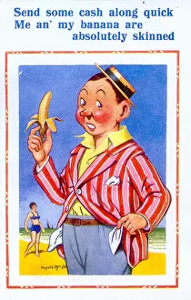 Cash Prints: Comic postcard, Man with banana at the seaside