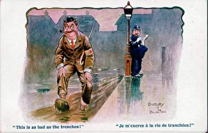 Scheme Prints: Comic postcard, Man in a muddy street
