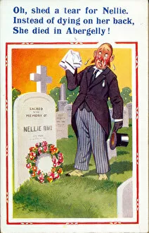 Comic postcard, Man at Nellie's grave Date: 20th century