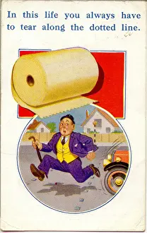 Beacon Prints: Comic postcard, Man rushing to find a toilet Date: 20th century