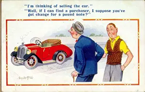 Cash Prints: Comic postcard, Man selling his car Date: 20th century