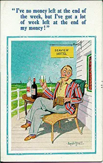 Soda Prints: Comic postcard, Man short of money at the seaside