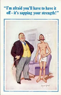 Comic postcard, Man visiting the doctor Date: 20th century
