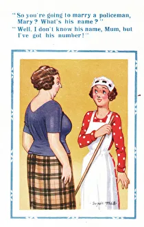 Pinafore Gallery: Comic postcard, marrying a policeman