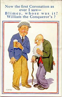 Amused Prints: Comic postcard, Two men chatting in a pub