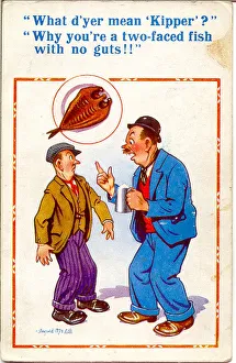 Comic postcard, Two men chatting in a pub Date: 20th century Comic postcard, Two men chatting in a pub Date: 20th century