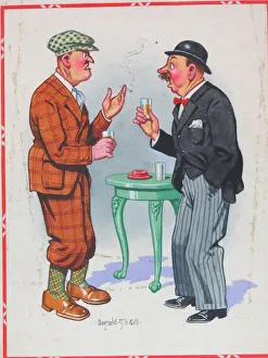 Images Dated 4th September 2015: Comic postcard, Two men drinking in a pub
