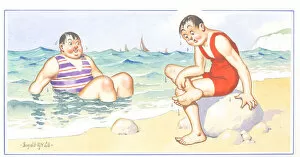 Comic postcard, Two men at the seaside Date: 20th century