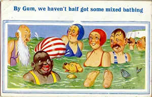 Comic postcard, Mixed bathing at the seaside