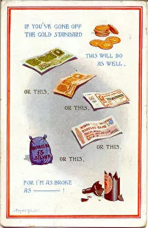 Hell Gallery: Comic postcard, Money and a broken bottle Date: 20th century