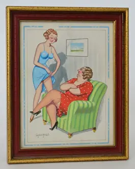 Frumpish Prints: Comic postcard, Mother and daughter discussion Date: 20th century