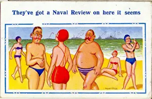 Comic postcard, Naval Review at the seaside Date: 20th century