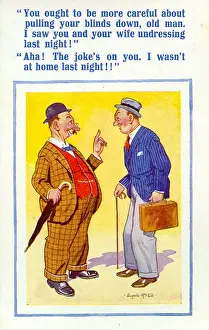 Neighbours Prints: Comic postcard, Two neighbours chatting Date: 20th century